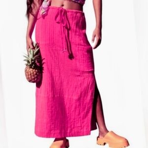Free People Vibrant Pink Maxi Skirt